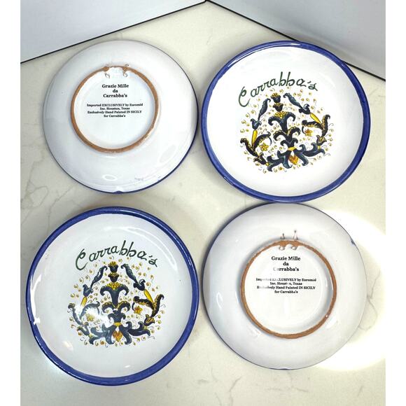 Original Sicilian Hand Painted Bread/Oil Plates Carrabba's #4 Euromold 1986 - Picture 3 of 5